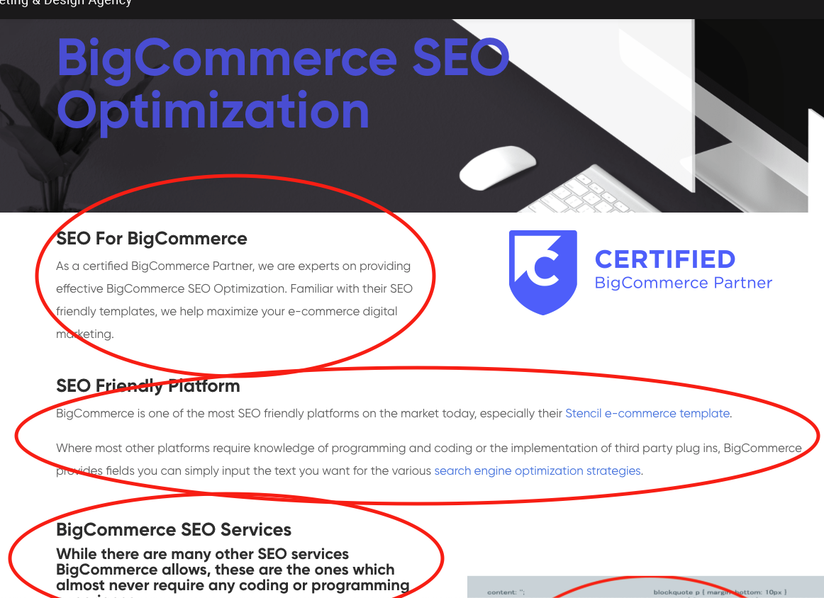 BigCommerce SEO Copywriting Content Services